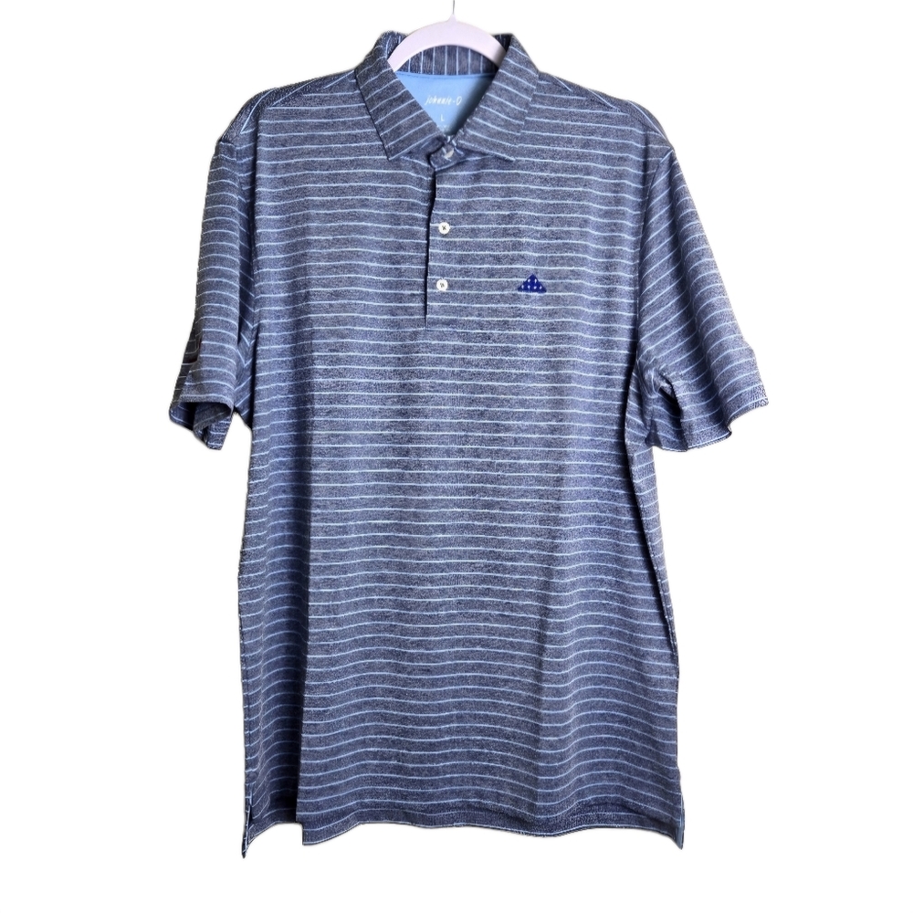 JOHNNIE-O Patriotic Men's Blue Striped Golf‎ Polo Shirt L